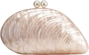 UMREN Seashell Chain Shoulder Bag for Women Acrylic Evening Clutch Bag Glitter Marble Purse Handbag for Wedding Party Prom