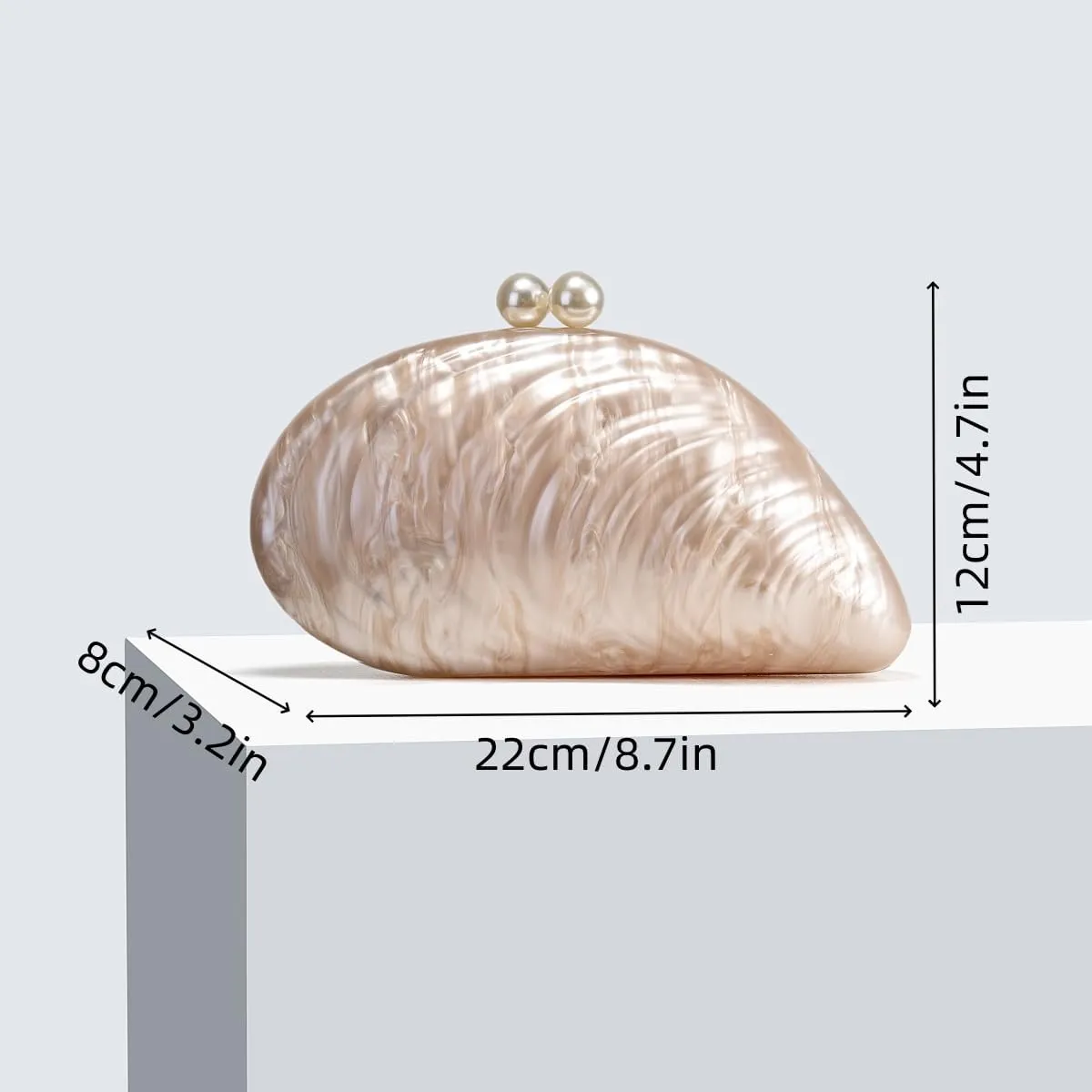 UMREN Seashell Chain Shoulder Bag for Women Acrylic Evening Clutch Bag Glitter Marble Purse Handbag for Wedding Party Prom