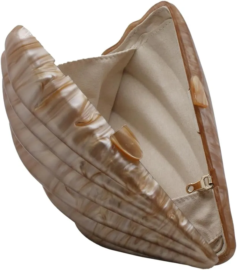 UMREN Seashell Chain Shoulder Bag for Women Acrylic Evening Clutch Bag Glitter Marble Purse Handbag for Wedding Party Prom