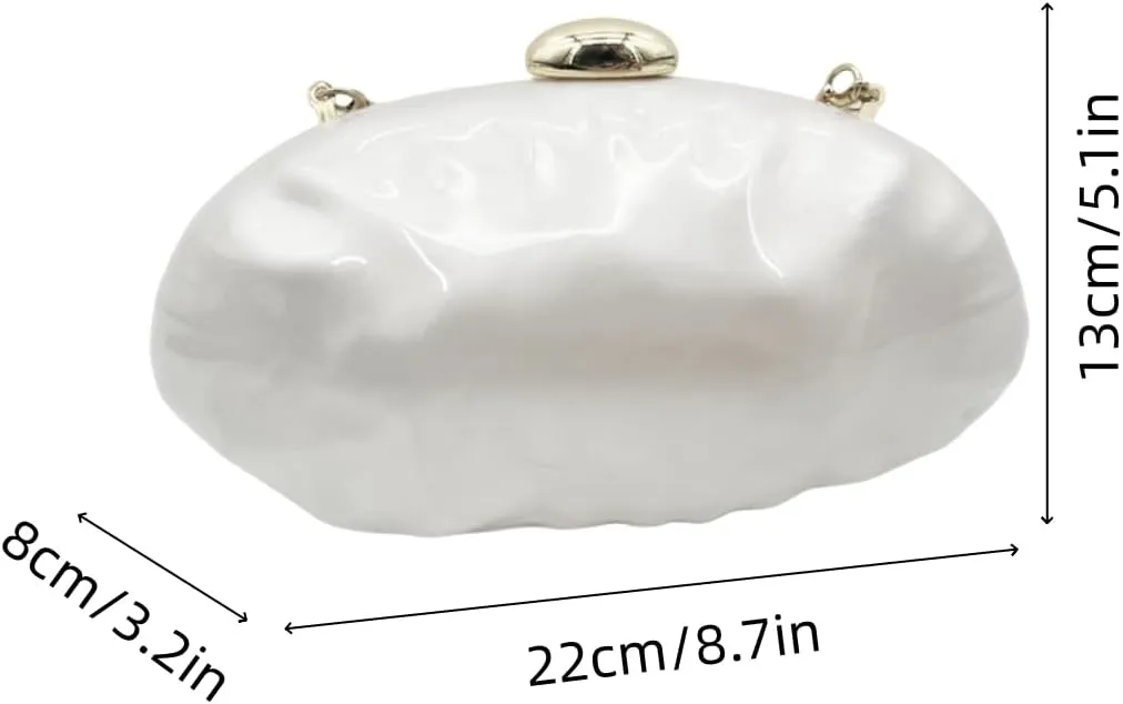 UMREN Shell Shaped Acrylic Clutch Purse Women Acrylic Egg Evening Bag Unique Marble Handbag for Wedding Party