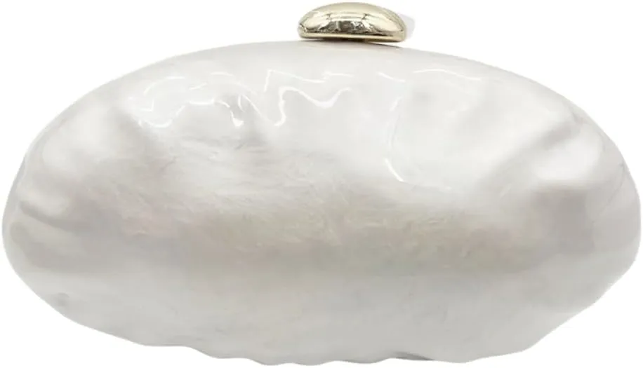 UMREN Shell Shaped Acrylic Clutch Purse Women Acrylic Egg Evening Bag Unique Marble Handbag for Wedding Party