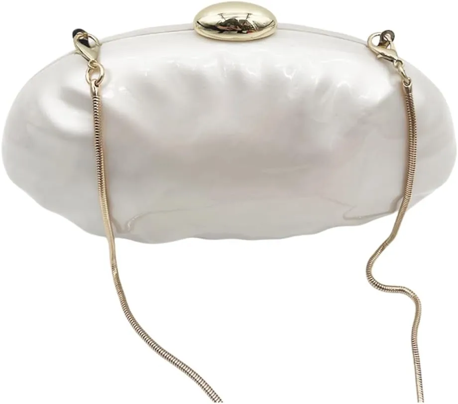 UMREN Shell Shaped Acrylic Clutch Purse Women Acrylic Egg Evening Bag Unique Marble Handbag for Wedding Party