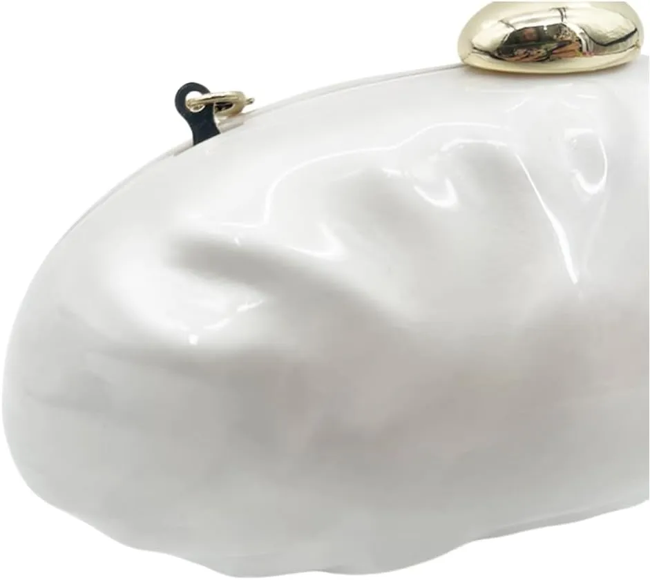 UMREN Shell Shaped Acrylic Clutch Purse Women Acrylic Egg Evening Bag Unique Marble Handbag for Wedding Party