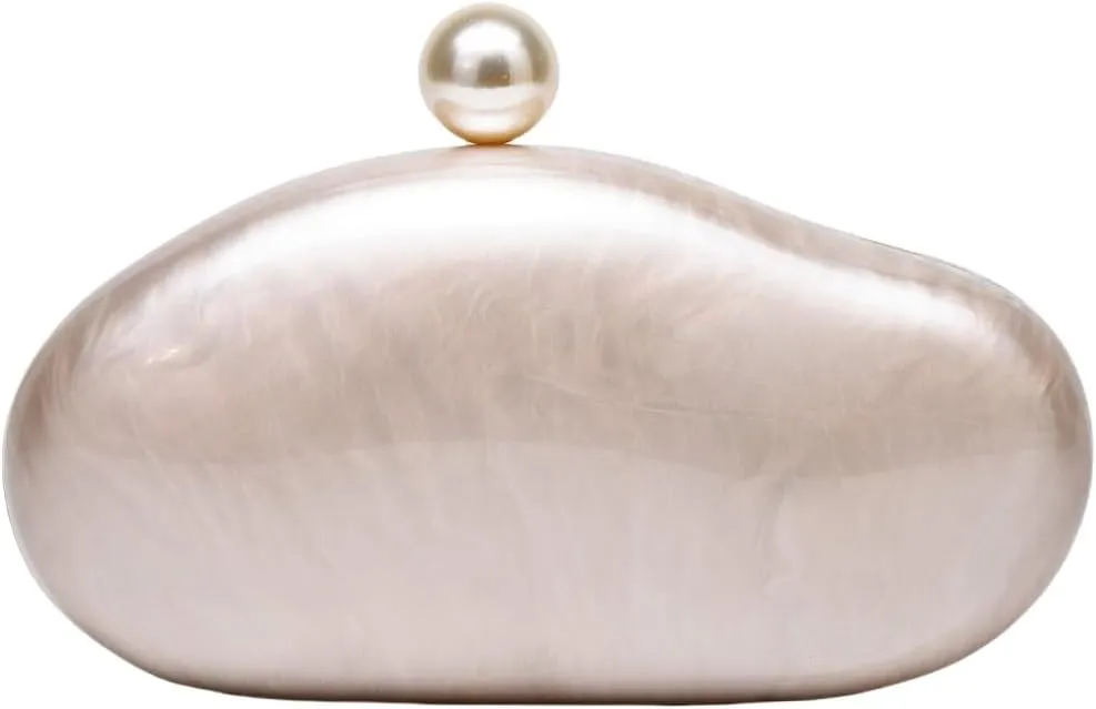 UMREN Shell Shaped Acrylic Clutch Purse Women Acrylic Egg Evening Bag Unique Marble Handbag for Wedding Party