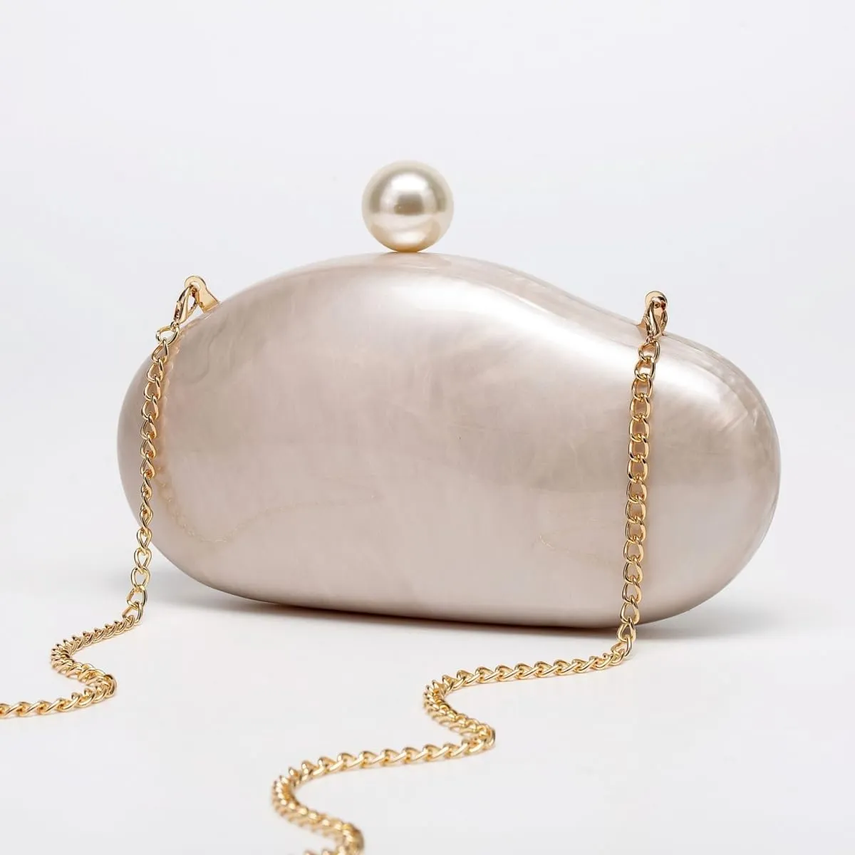 UMREN Shell Shaped Acrylic Clutch Purse Women Acrylic Egg Evening Bag Unique Marble Handbag for Wedding Party