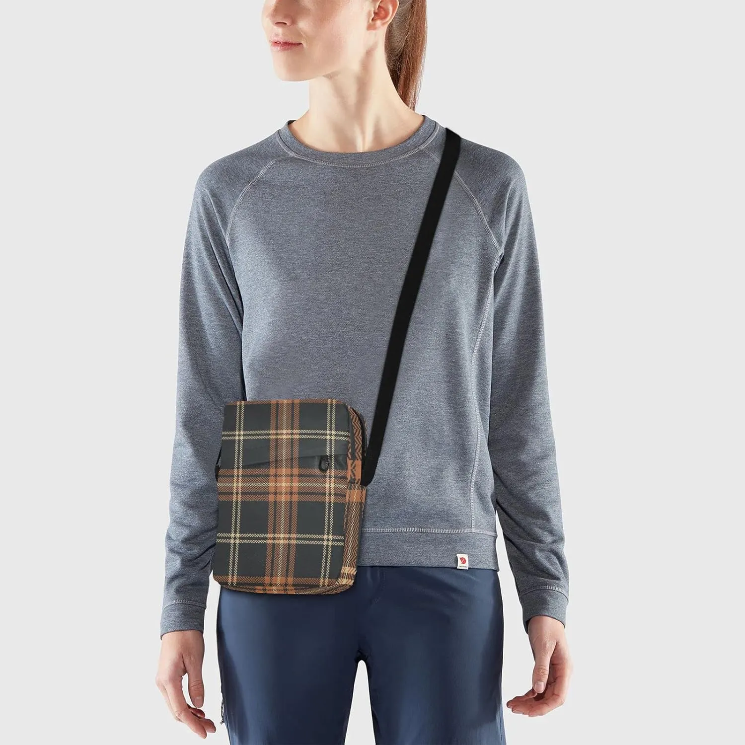 Unisex Crossbody Bag, Check Plaid Pattern Brown Orange Durable Sling Side Shoulder bags for men women, One Size