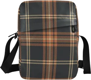 Unisex Crossbody Bag, Check Plaid Pattern Brown Orange Durable Sling Side Shoulder bags for men women, One Size