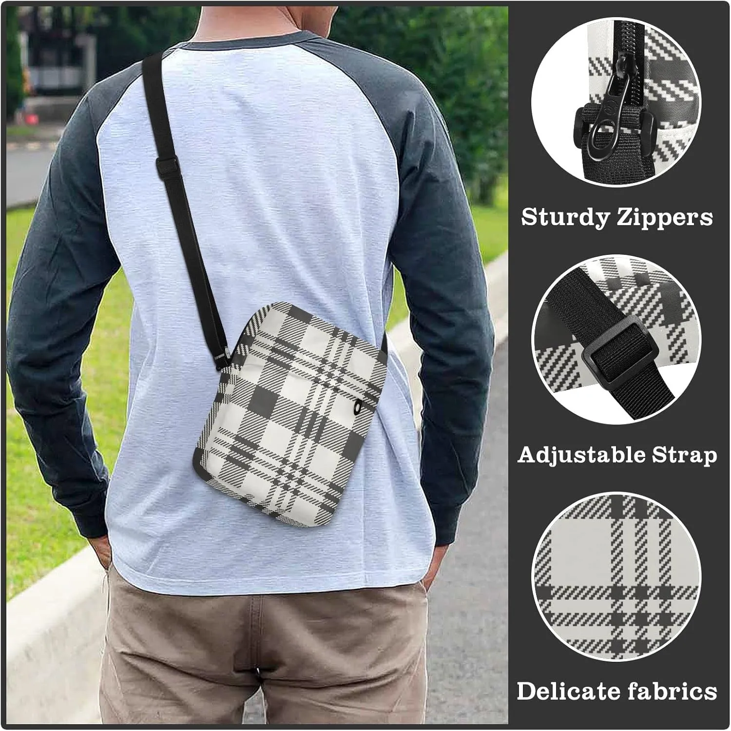 Unisex Crossbody Bag, Cream Color Durable Sling Side Shoulder bags for men women, One Size
