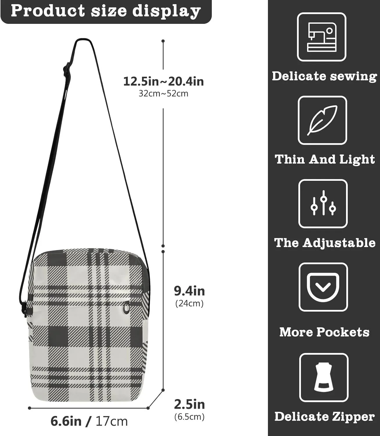 Unisex Crossbody Bag, Cream Color Durable Sling Side Shoulder bags for men women, One Size