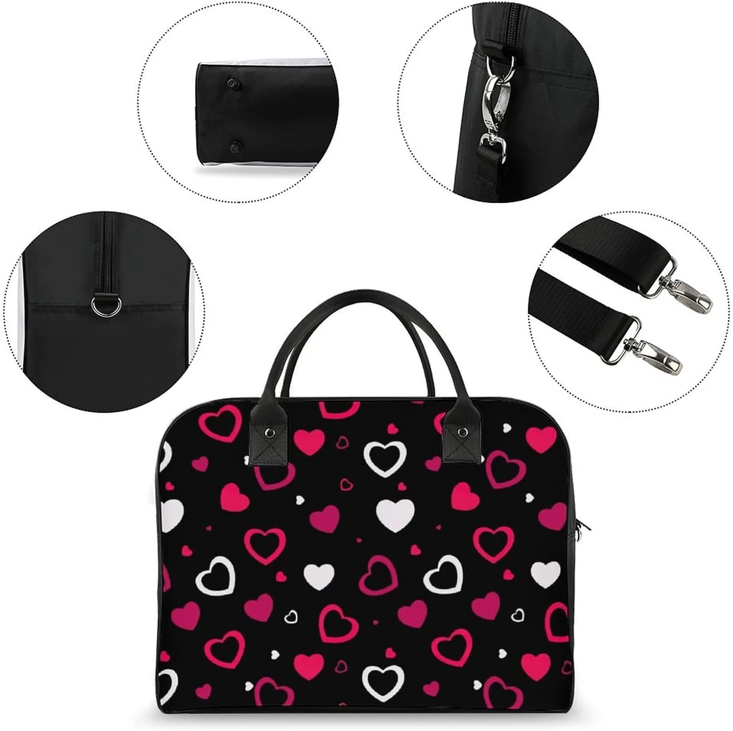 Unisex Crossbody Nylon Heart Shapes Vintage Handbag for Travel 13" X 19" X 8"
