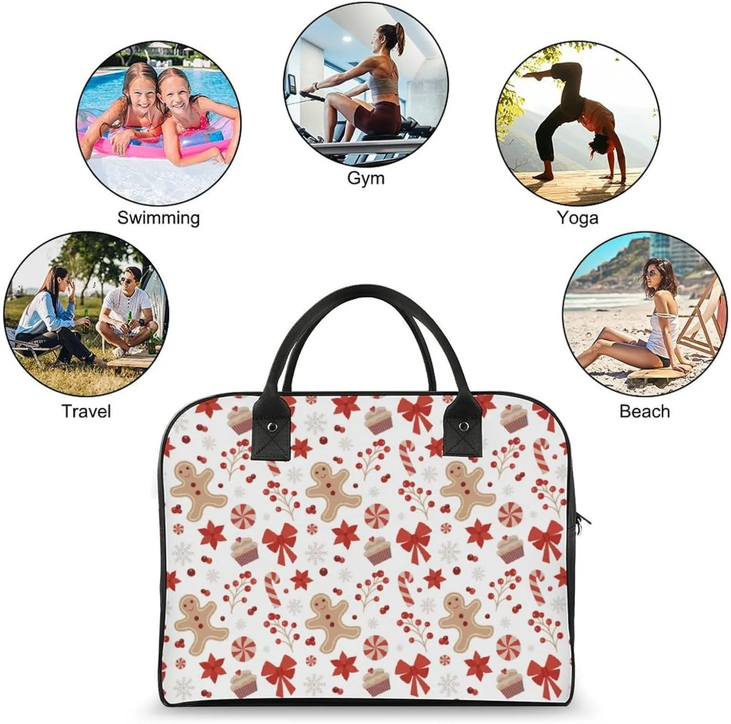 Unisex High-capacity Nylon Santa Gifts Stylish Handbag for Traveling 13" X 19" X 8"