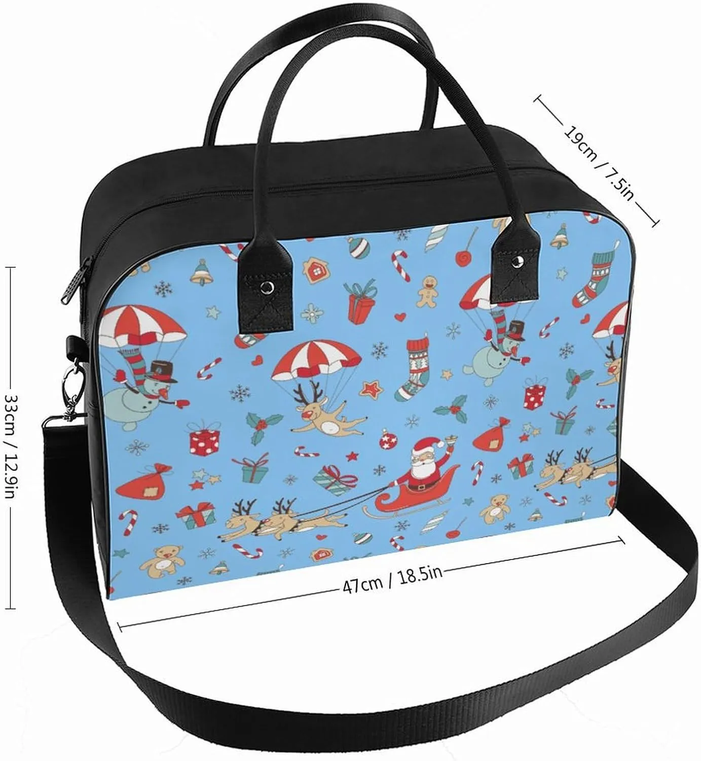 Unisex Shoulder Nylon Santa Gifts Retro Handbag for Business Trip 13" X 19" X 8"