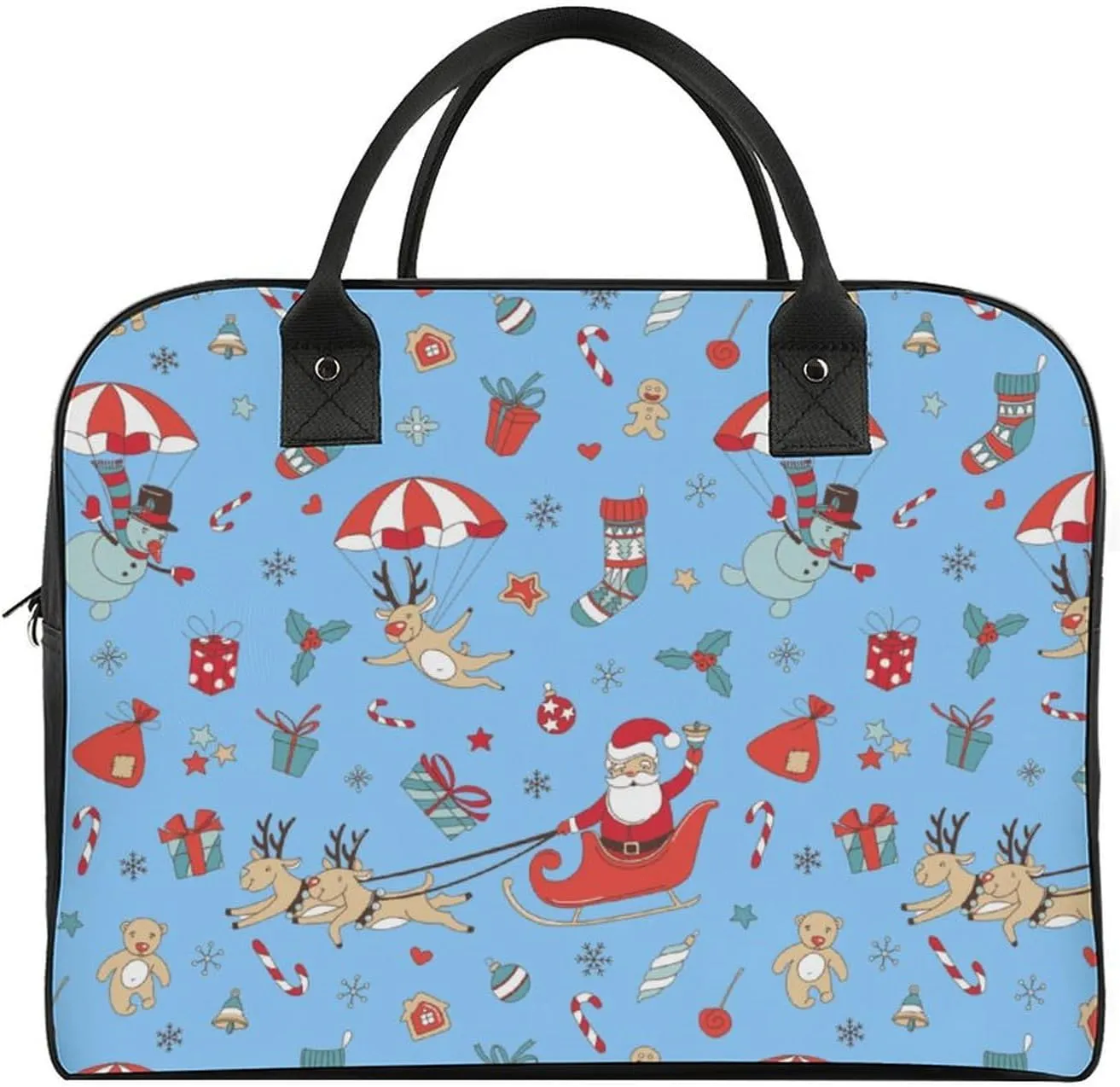 Unisex Shoulder Nylon Santa Gifts Retro Handbag for Business Trip 13" X 19" X 8"