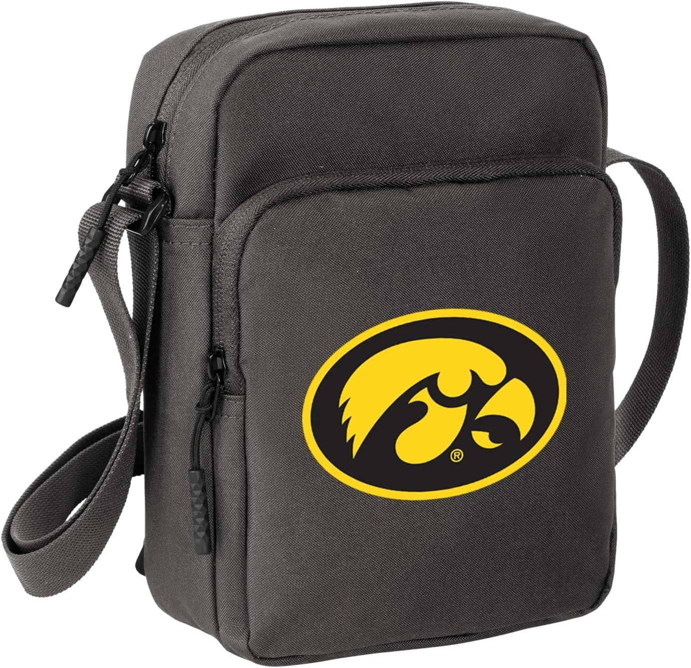 University of Iowa Travel Bag Iowa Hawkeyes Crossbody Sling Pack for Sports Workout Running Festival Waist Pack (Iowa Hawkeyes on Gray)