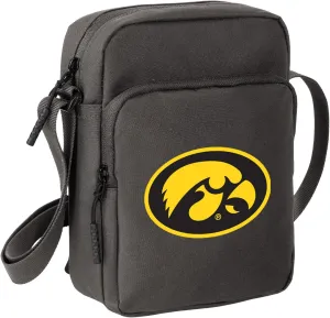University of Iowa Travel Bag Iowa Hawkeyes Crossbody Sling Pack for Sports Workout Running Festival Waist Pack (Iowa Hawkeyes on Gray)