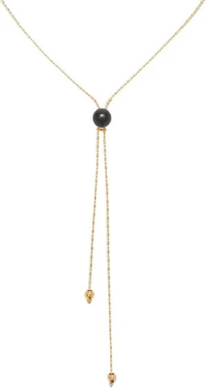 UNOde50 18K Gold-Plated 32" Long Necklace with Black Murano Glass Pendant, SER FASCINANTE Collection