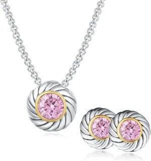 UNY Unique Fahsion Jewelry Sets Designer Inspired CZ Inlaid 2 Tone Womens Valentine's