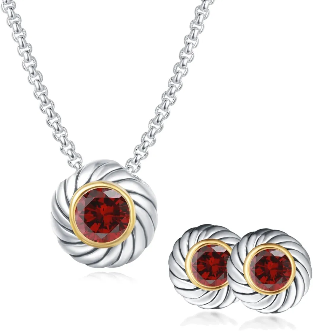 UNY Unique Fahsion Jewelry Sets Designer Inspired CZ Inlaid 2 Tone Womens Valentine's