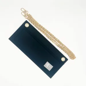 Uptown Purse Organizer Insert Conversion Kit with Gold Chain Felt Handbag (BLACK)