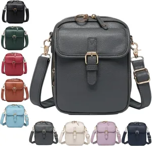 Urvashi Crossbody Leather Bag, Tojoyride Vintage Crossbody Bag for Women Men, Leather Shoulder Purse with 10 Card Slots
