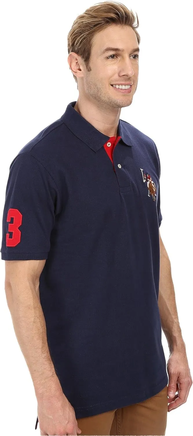 U.S. Polo Assn. Men's Multi Color Logo Solid Pique Polo Shirt