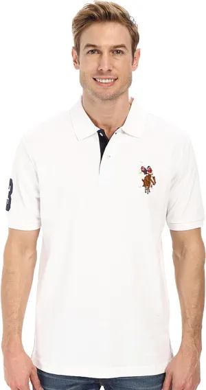 U.S. Polo Assn. Men's Multi Color Logo Solid Pique Polo Shirt