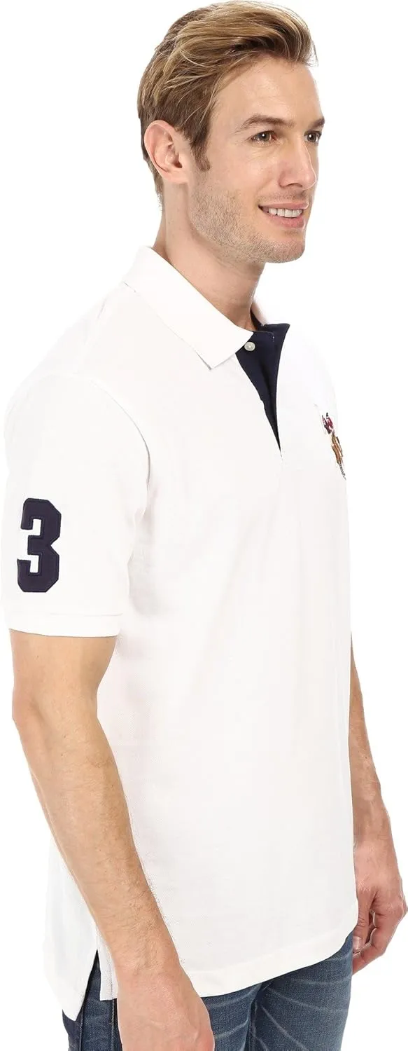 U.S. Polo Assn. Men's Multi Color Logo Solid Pique Polo Shirt