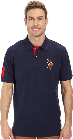 U.S. Polo Assn. Men's Multi Color Logo Solid Pique Polo Shirt