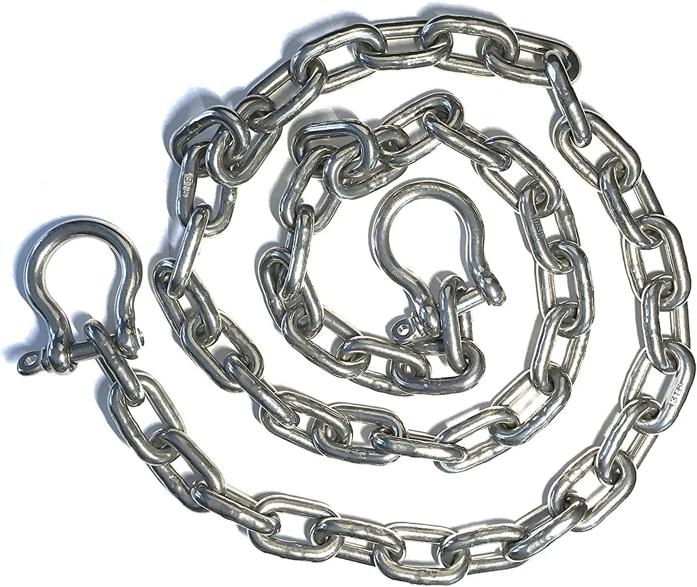 US Stainless Stainless Steel 316 Anchor Chain 3/8" or 10mm by 15' Long Shackles