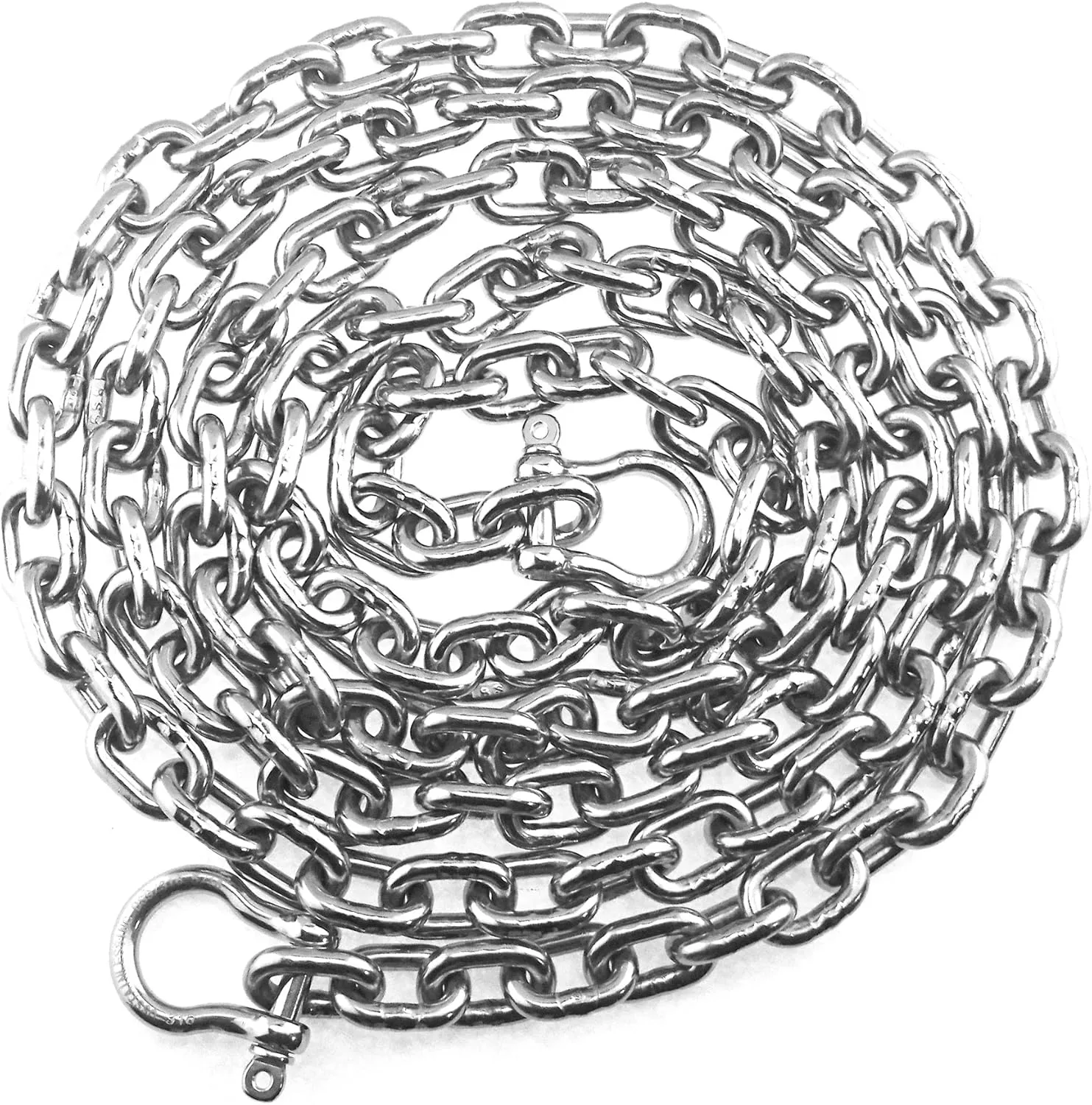 US Stainless Stainless Steel Windlass 1/4" G4 Anchor Chain 316 by 10' Long Including 5/16" Bow Shackles