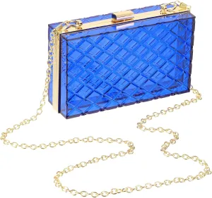 uxcell Women Acrylic Clear Clutch Purses Lattice Evening Handbag Crossbody Bag with Chain for Wedding Prom Party