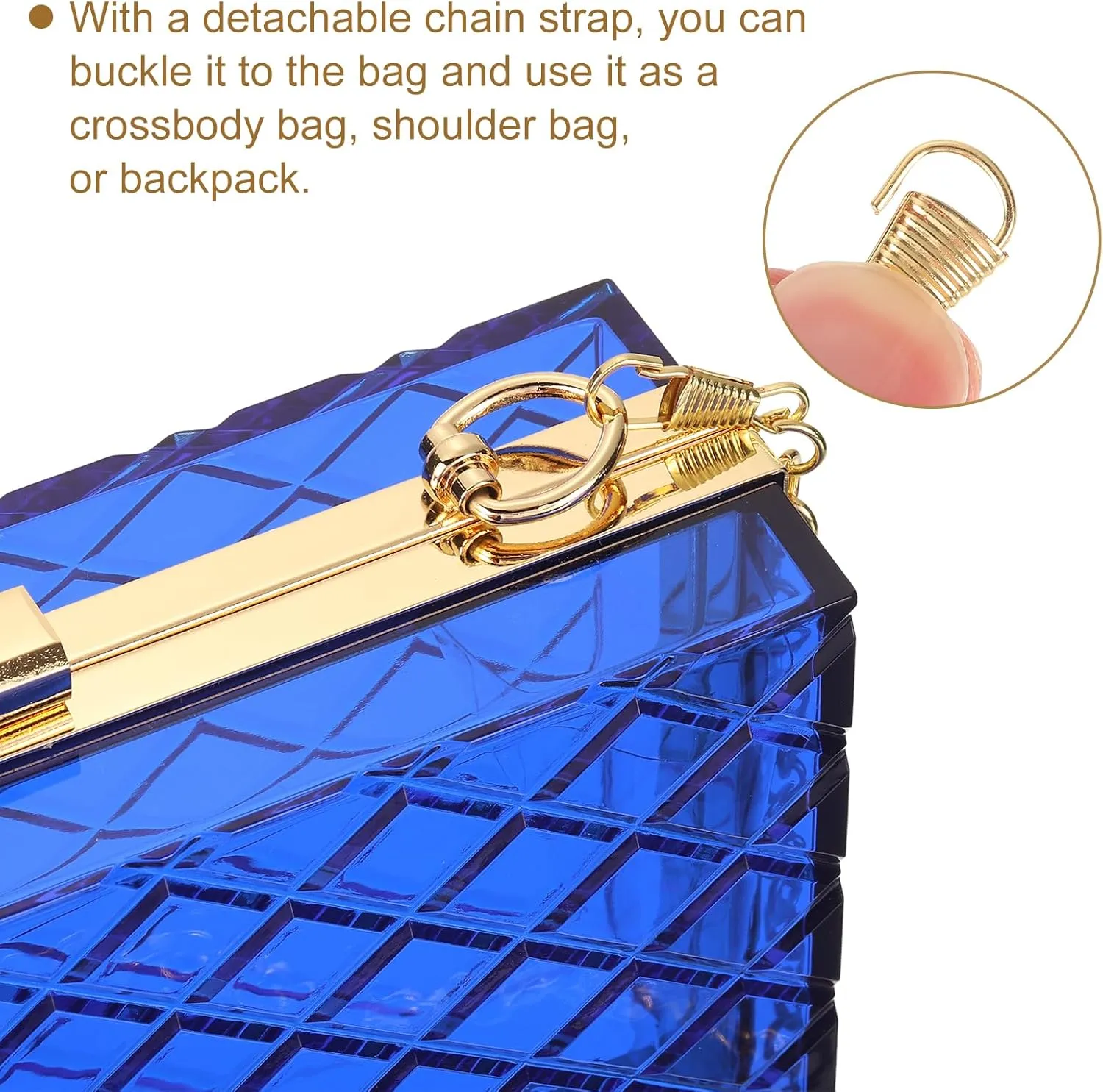 uxcell Women Acrylic Clear Clutch Purses Lattice Evening Handbag Crossbody Bag with Chain for Wedding Prom Party