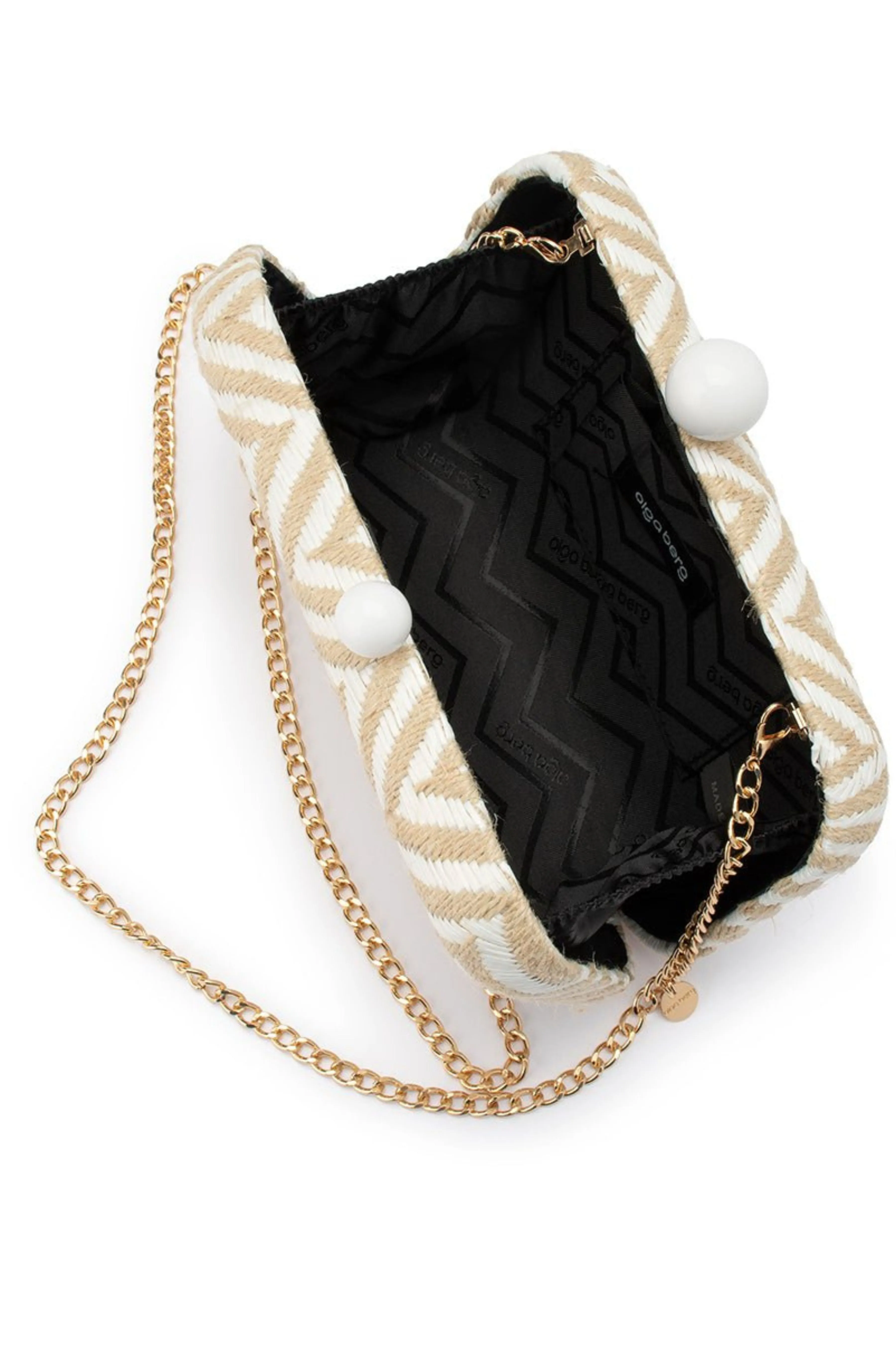 Valeria Chevron Clutch - White