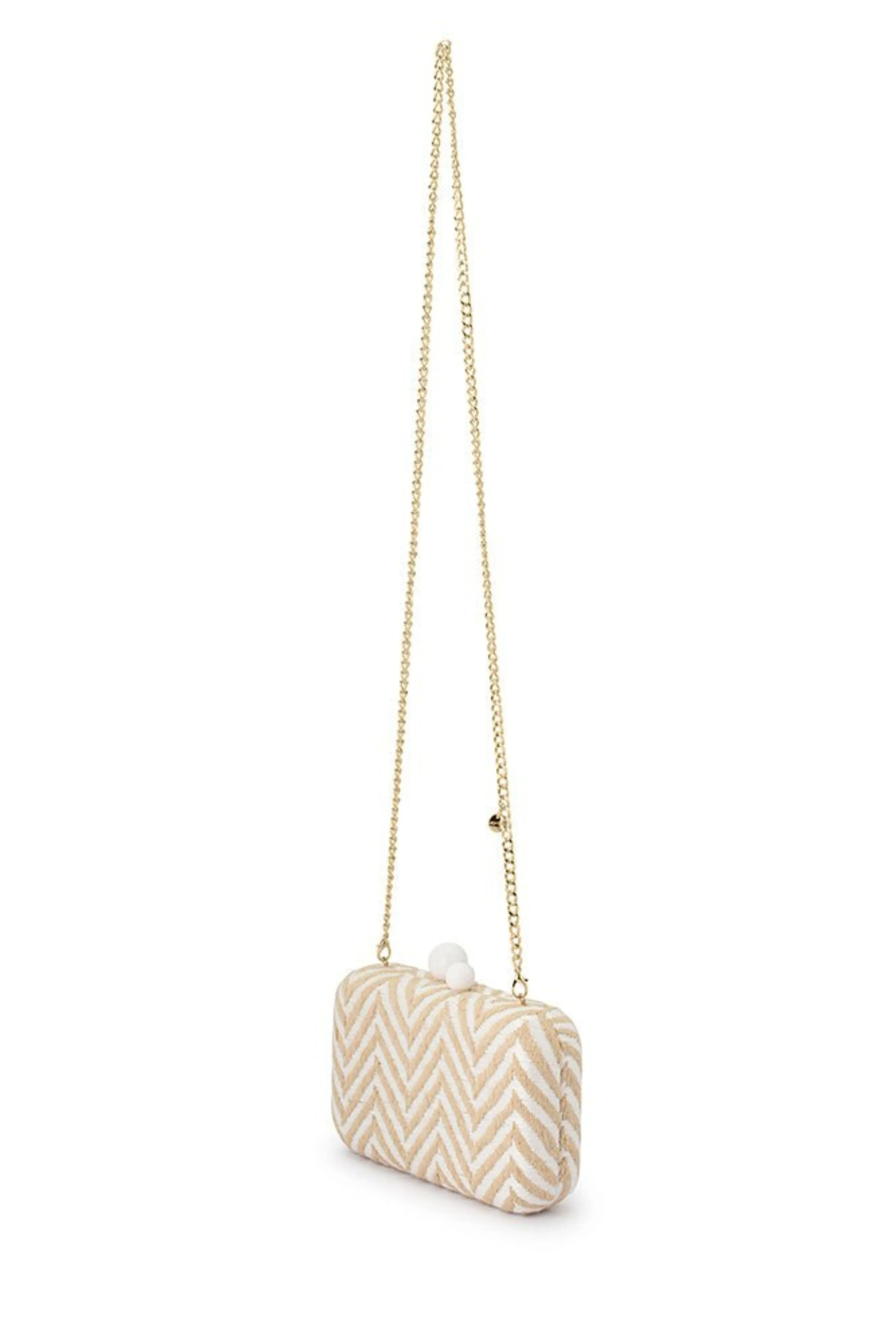 Valeria Chevron Clutch - White