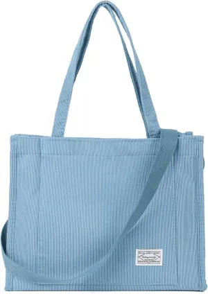 Valleycomfy Tote Bag for Women Corduroy Crossbody Tote Bag Purse Women Travel Shoulder Bags Work Handbags Everyday Hobo Bag