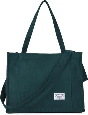 Valleycomfy Tote Bag for Women Corduroy Crossbody Tote Bag Purse Women Travel Shoulder Bags Work Handbags Everyday Hobo Bag