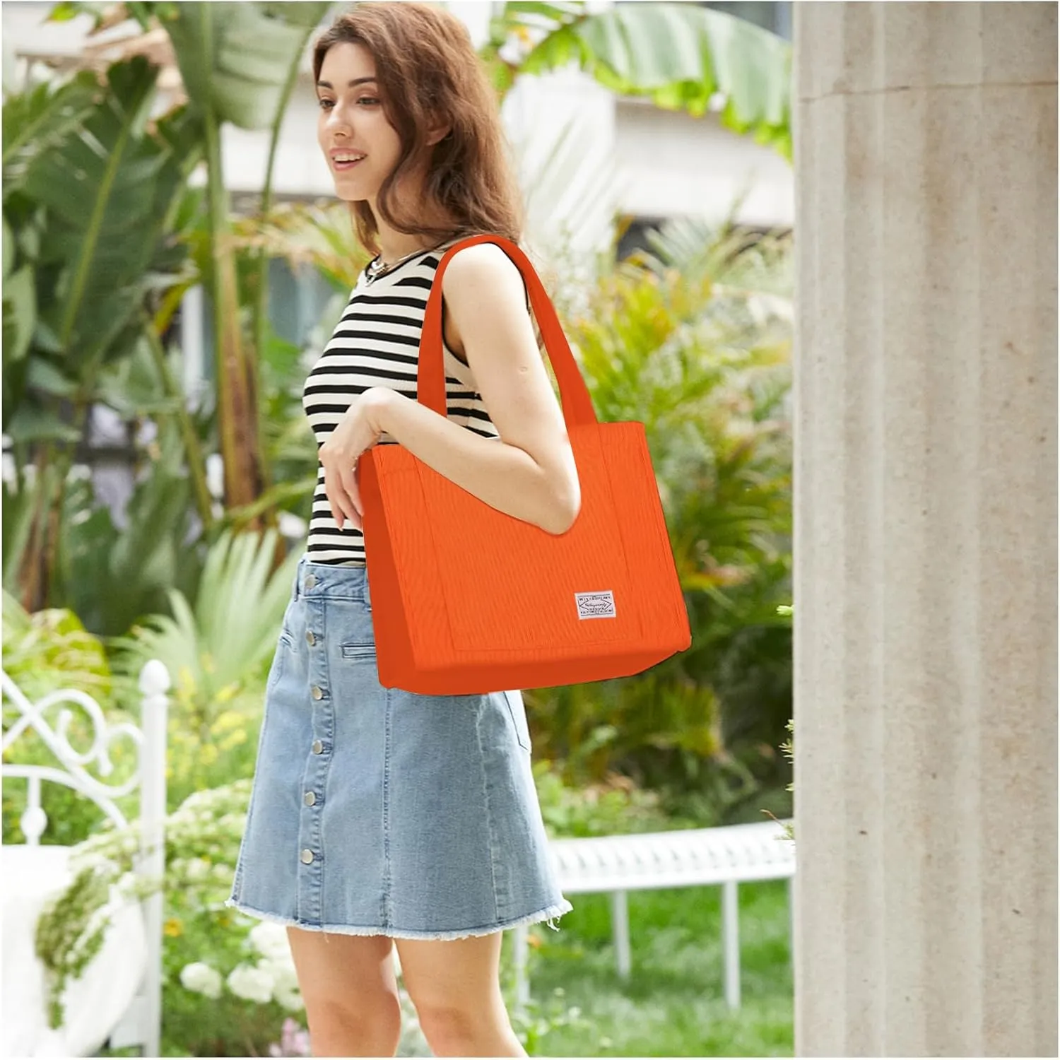 Valleycomfy Tote Bag for Women Corduroy Crossbody Tote Bag Purse Women Travel Shoulder Bags Work Handbags Everyday Hobo Bag