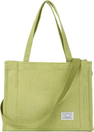 Valleycomfy Tote Bag for Women Corduroy Crossbody Tote Bag Purse Women Travel Shoulder Bags Work Handbags Everyday Hobo Bag
