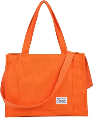 Valleycomfy Tote Bag for Women Corduroy Crossbody Tote Bag Purse Women Travel Shoulder Bags Work Handbags Everyday Hobo Bag