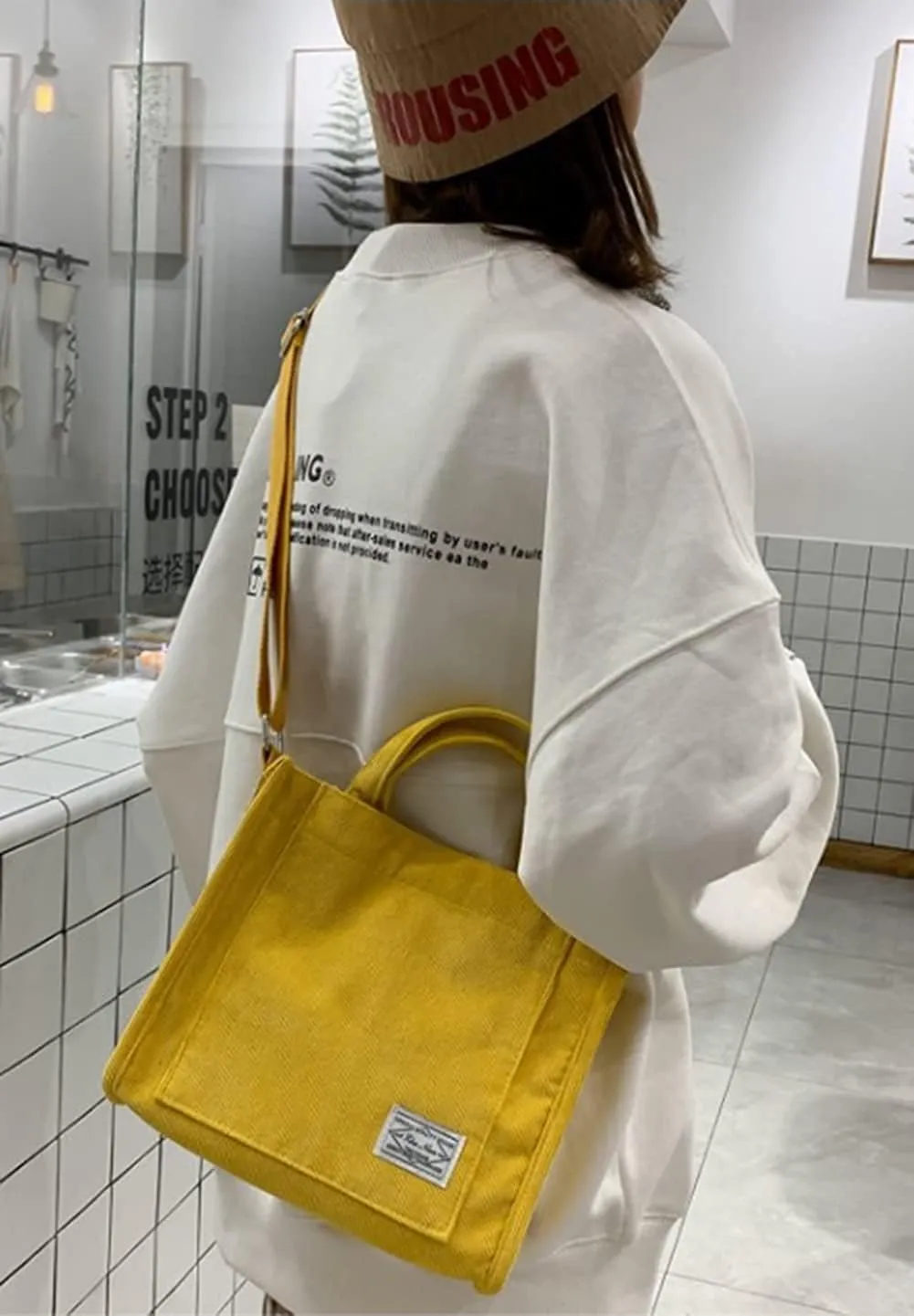 Valleycomfy Tote Bag for Women Corduroy Crossbody Tote Bag Purse Women Travel Shoulder Bags Work Handbags Everyday Hobo Bag