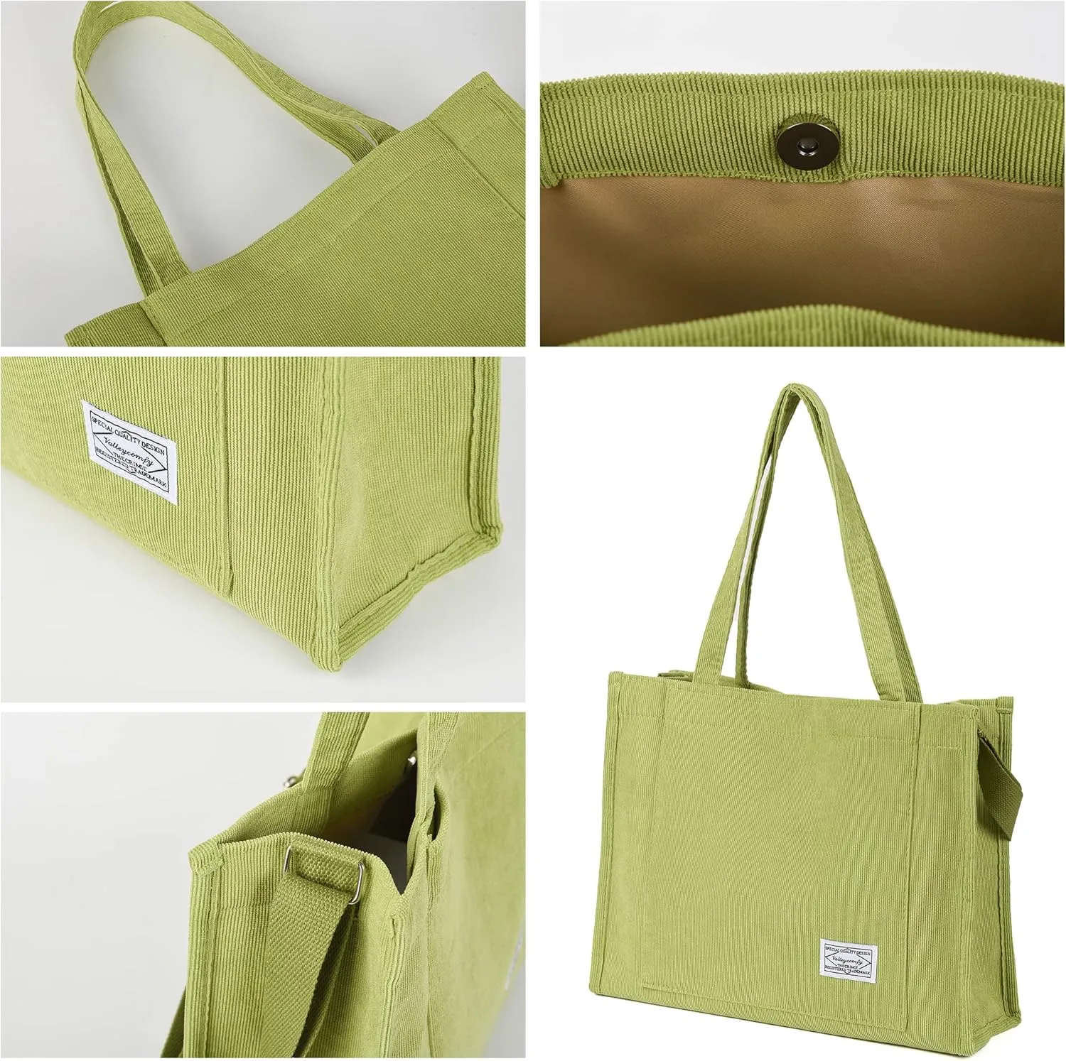Valleycomfy Tote Bag for Women Corduroy Crossbody Tote Bag Purse Women Travel Shoulder Bags Work Handbags Everyday Hobo Bag