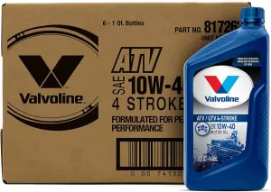 Valvoline 4-Stroke ATV/UTV SAE 10W-40 Motor Oil 1 QT, Case of 6