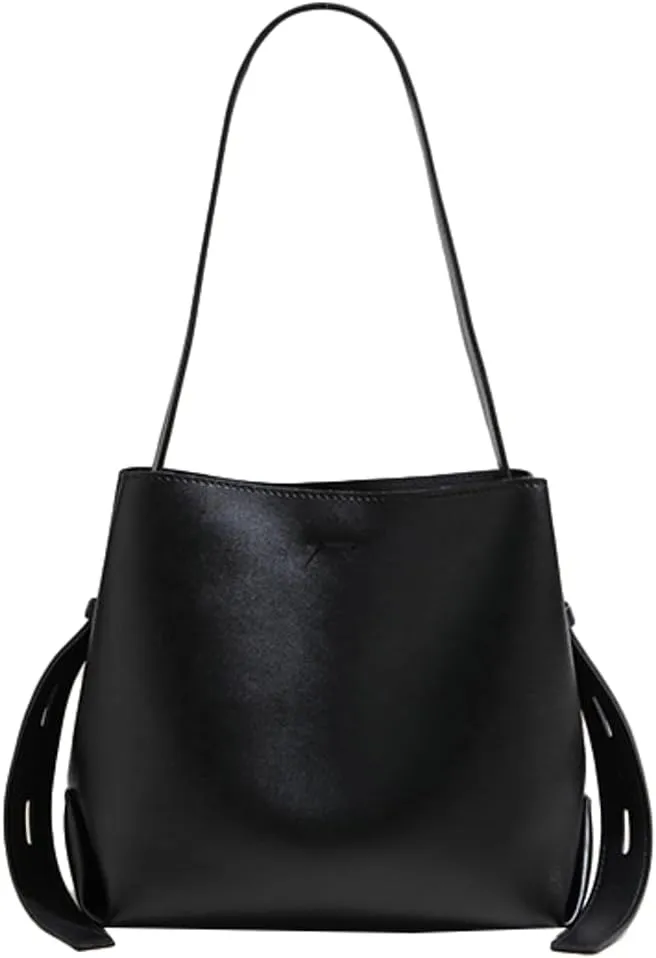 Vegan Leather Bucket Tote Purse for Women Trendy Adjustable Strap Crossbody Handbags Shoulder Bag Magnetic Snap