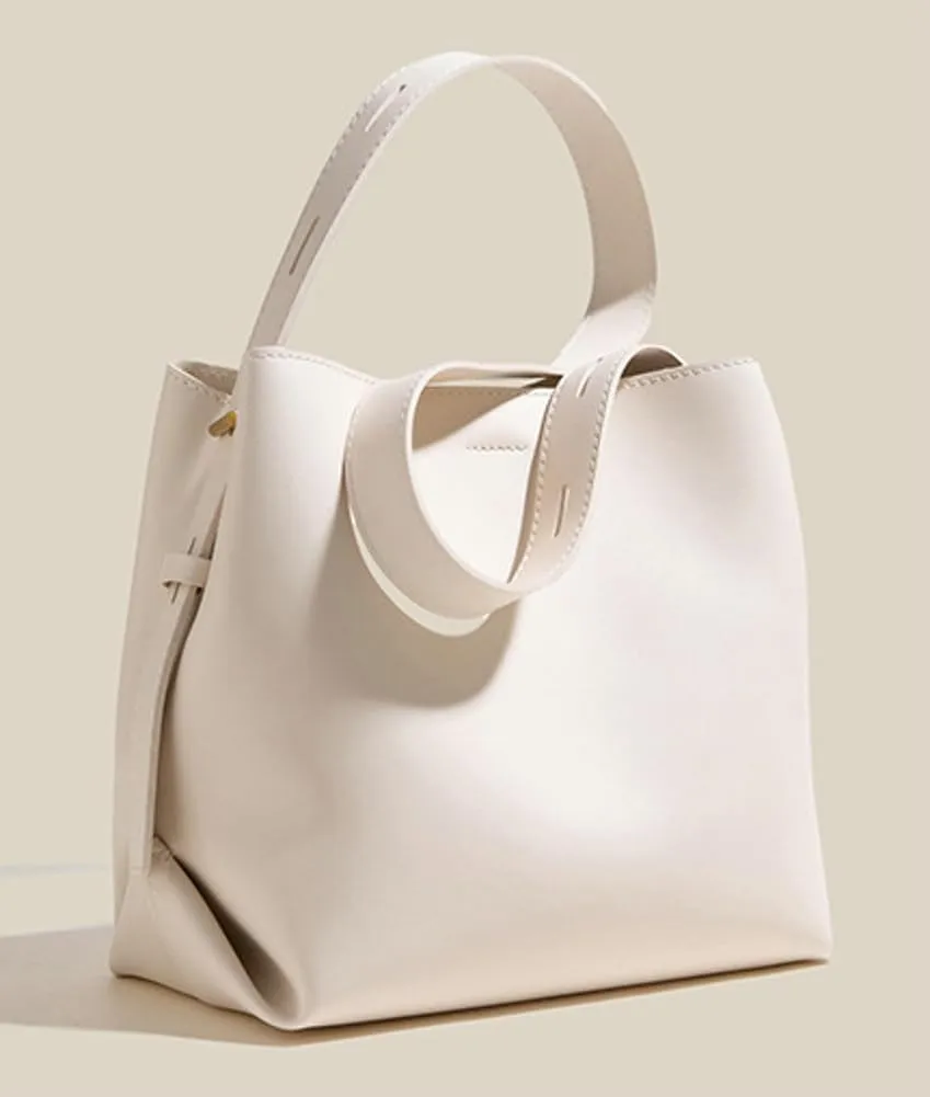 Vegan Leather Bucket Tote Purse for Women Trendy Adjustable Strap Crossbody Handbags Shoulder Bag Magnetic Snap