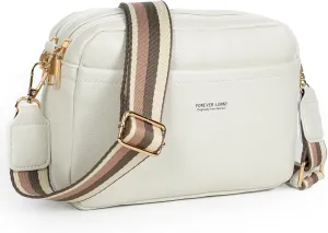 Vegan Leather Women's Crossbody Bag, Shoulder Purse with Wide Strap & Multi-Compartment Design for Daily & Travel