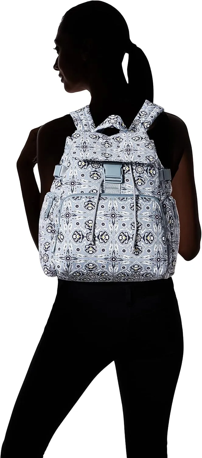 Vera Bradley Women's Cotton Utility Backpack, Plaza Tile - Recycled Cotton, One Size