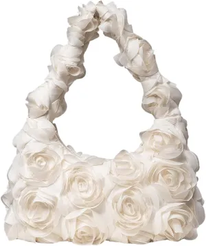 Verdusa Women's 3D Rose Applique Shoulder Bag Floral Hobo Handbags
