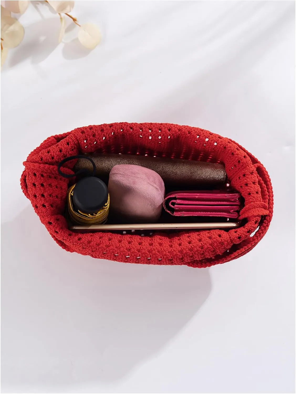 Verdusa Women's Hollow Out Knit Handbag Casual Solid Crochet Purse Bags