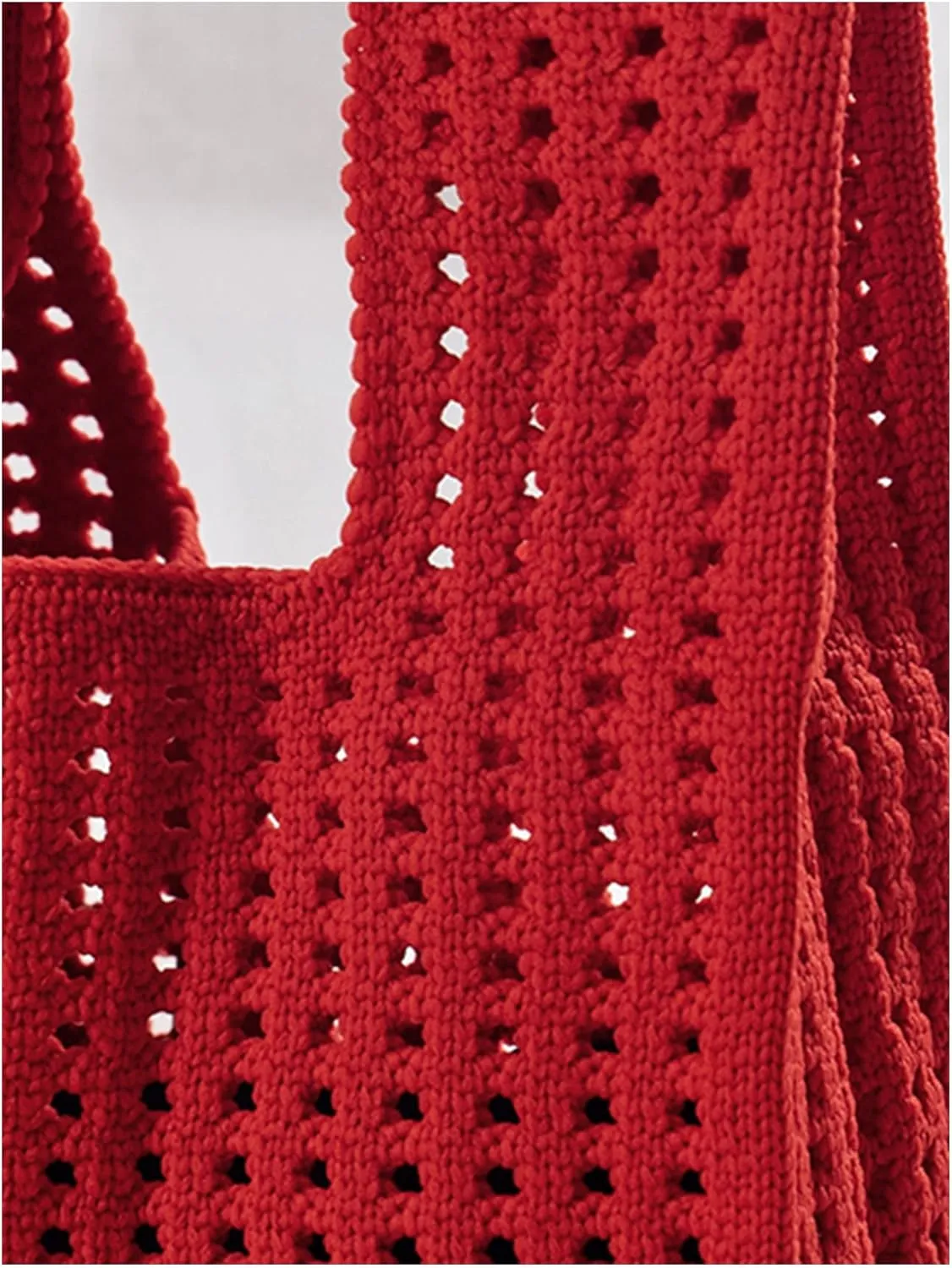 Verdusa Women's Hollow Out Knit Handbag Casual Solid Crochet Purse Bags