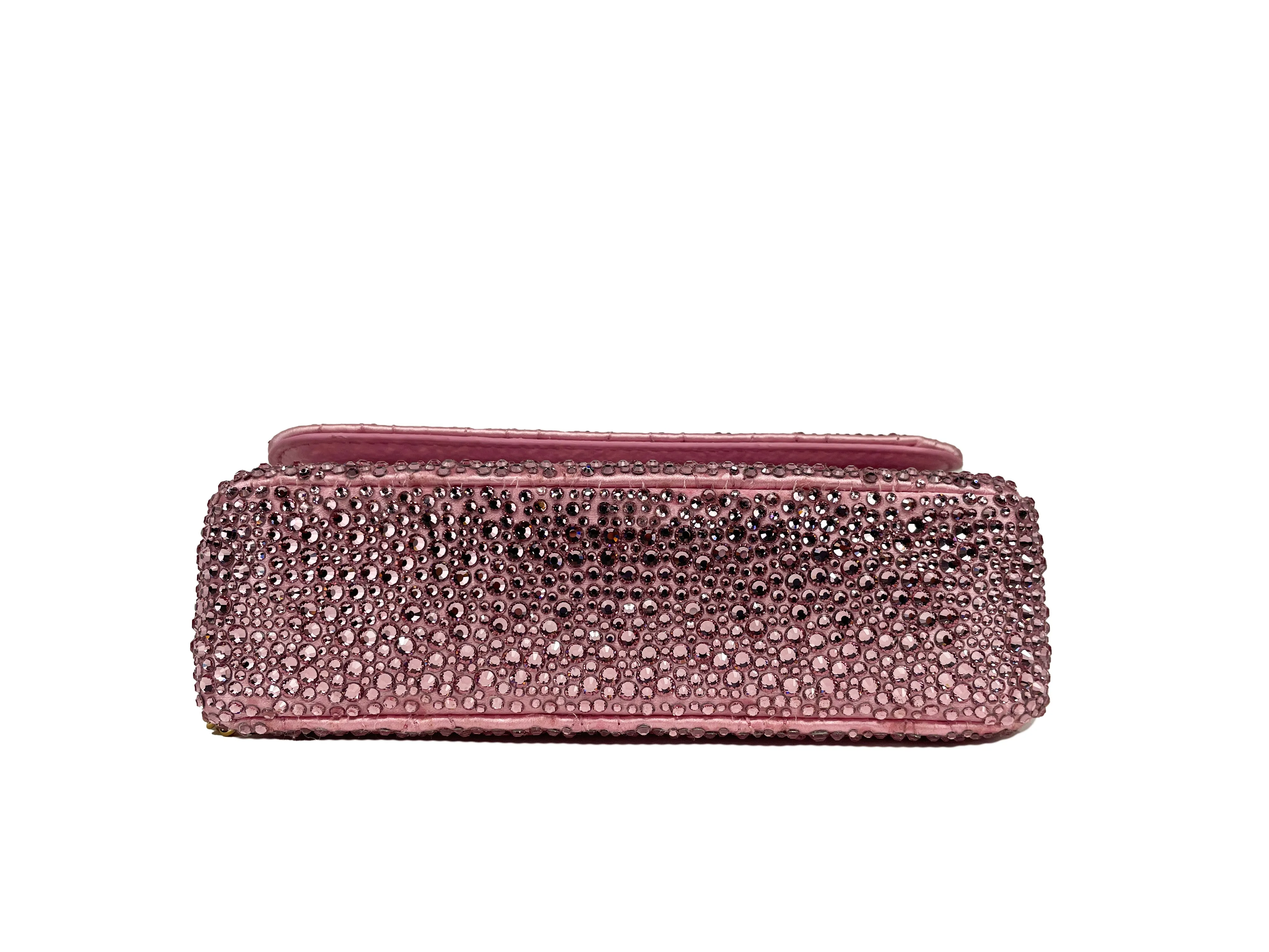 Versace Virtus Embellished Crystal Leather Chain Crossbody